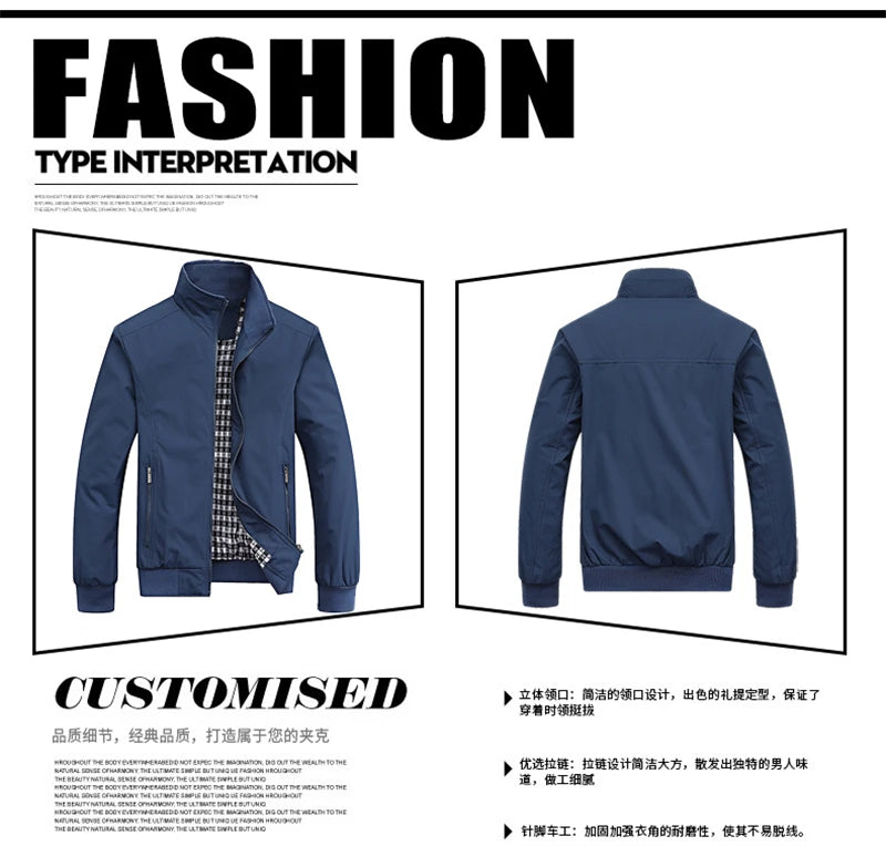 2025 Spring Autumn Men's Bomber Jacket – Casual Solid Slim Fit, Baseball Style, M-6XL & 8XL Sizes