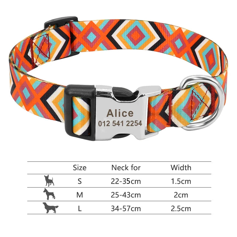 Adjustable Nylon Dog & Cat Collar – Personalized ID Collar with Engraved Name Buckle, Anti-Lost for Small, Medium & Large Pets