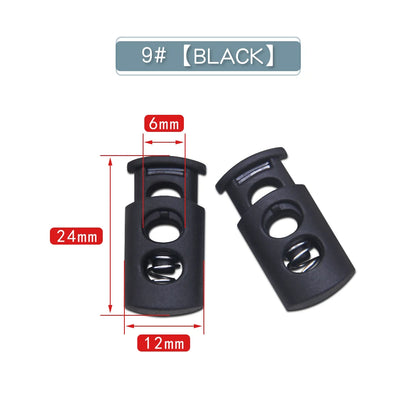 10pcs Plastic Cord Lock Stopper – Black Frost Toggle Clips for Shoelaces, Sportswear & DIY Bag Accessories