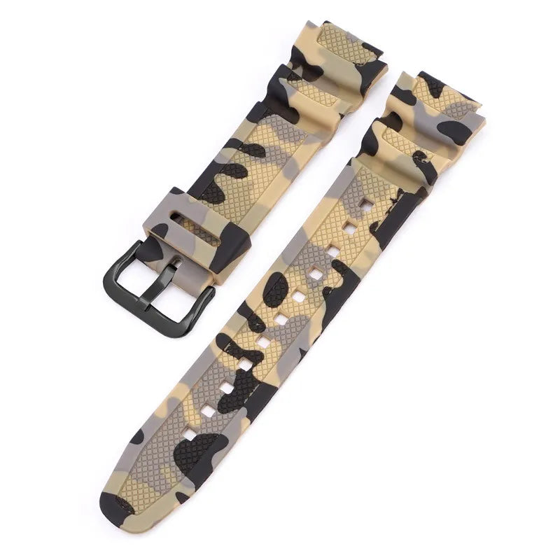 18mm Camouflage Silicone Watch Strap for Casio G-Shock AQ-S810W AE-1000W AE-1200/1300 SGW-300 W-215 F-108 - Sport Replacement Band