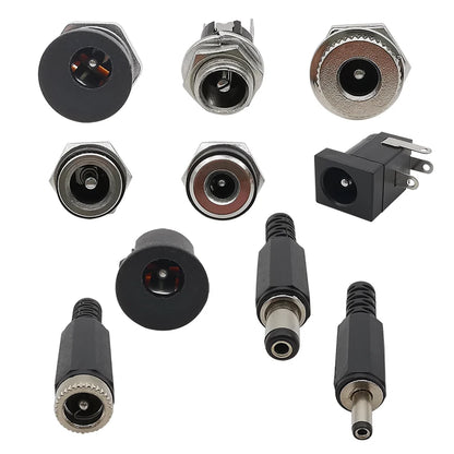 10Pcs DC Power Connectors 5.5x2.1mm & 3.5x1.3mm – Male Female Jack Socket, Nut Panel Mount DC Power Adapter Connector