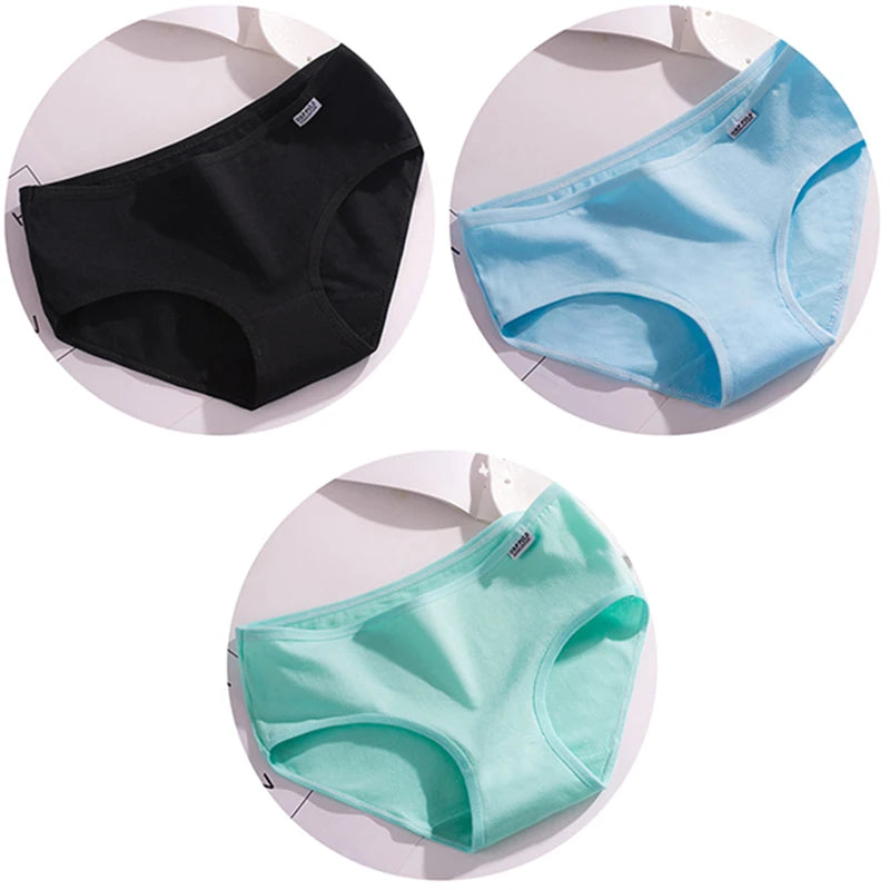 Women’s Cotton Underwear - Candy Color Mid-Waist Breathable Plus Size Briefs