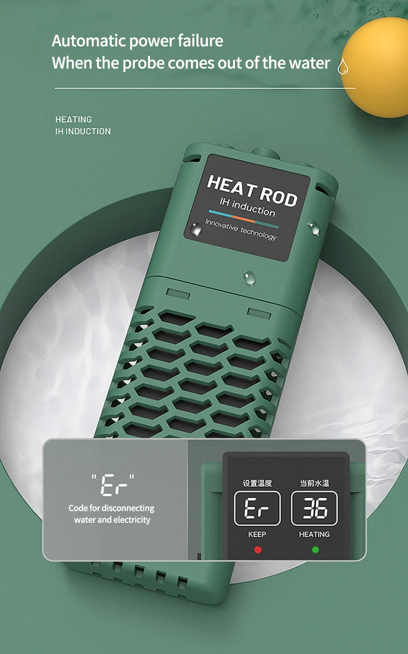 New Aquarium Submersible Heater – LCD Display, Adjustable Water Heating Rod, Auto Constant Temperature