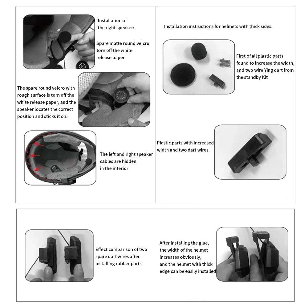 BT12 Motorcycle Helmet Headset - Stereo Bluetooth Earphone, Wireless Hands-Free Mic & Music Player for Motorbike Riders