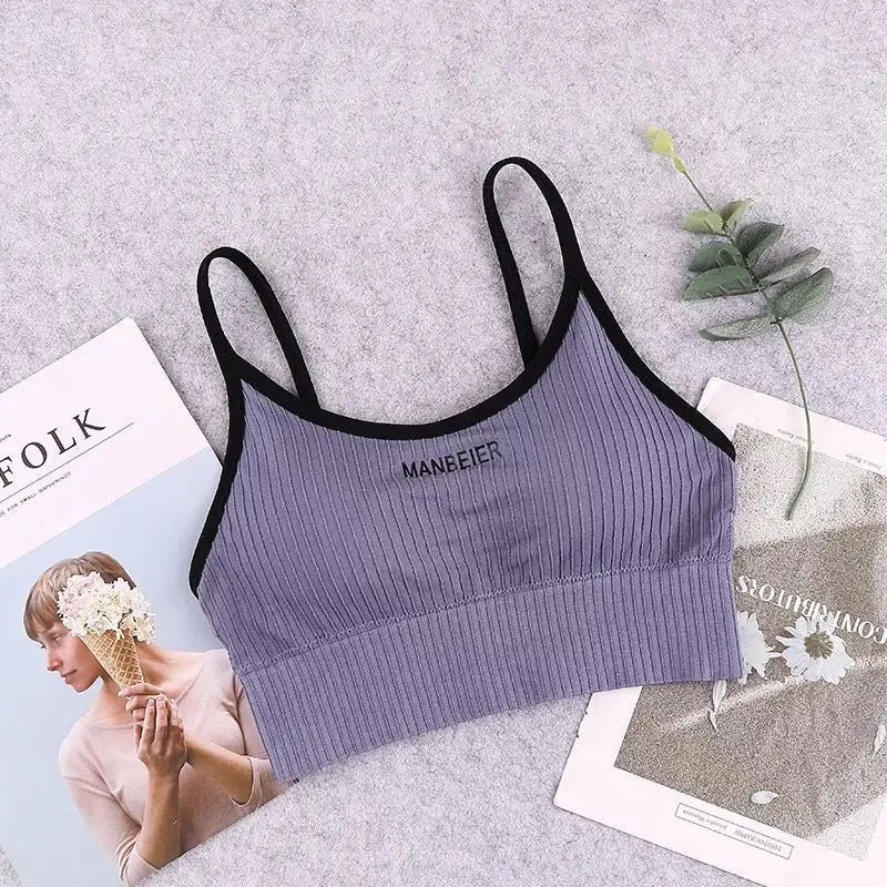 Women’s Sports Bra Crop Top - Soft Cotton Comfort Gym Bra Tube Top Underwear for Active Wear