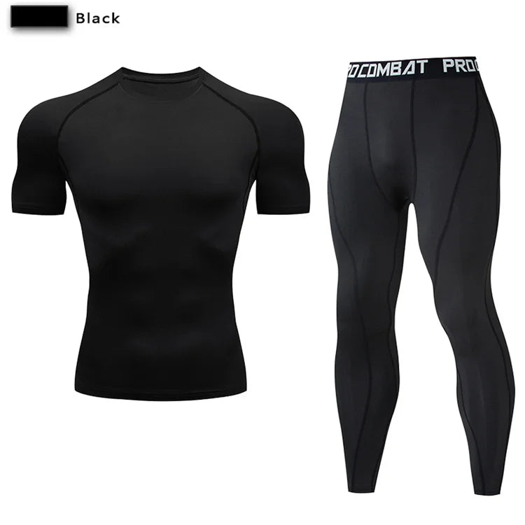 2-Piece Men’s Compression Sportswear Set — Gym, Yoga, Workout & Jogging Tracksuit