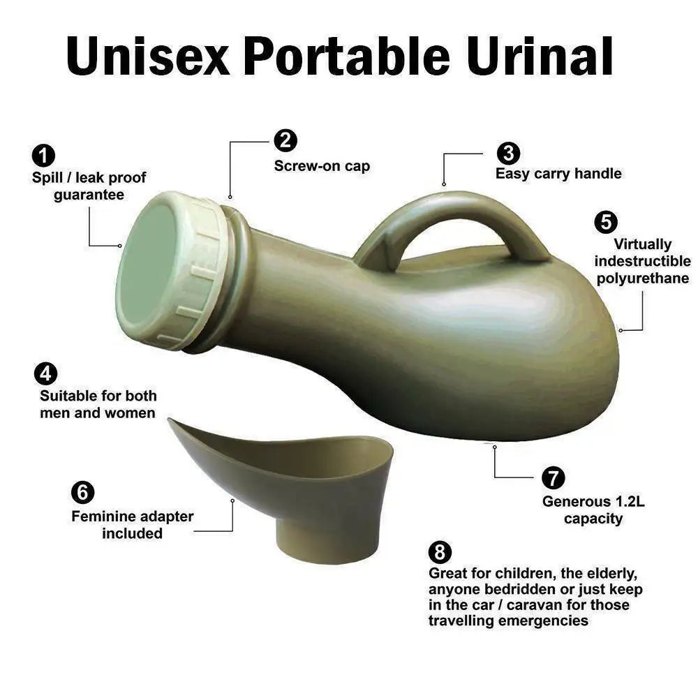 1000ml Portable Plastic Urinal Bottle with Cap - Mobile Toilet Aid for Travel, Camping, and Car Use