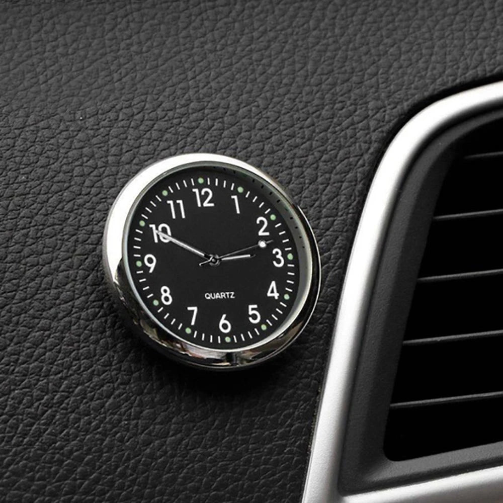 Luminous Mini Car Clock - Stick-On Digital Quartz Watch for Automobiles, 40mm & 43mm, Auto Interior Ornament