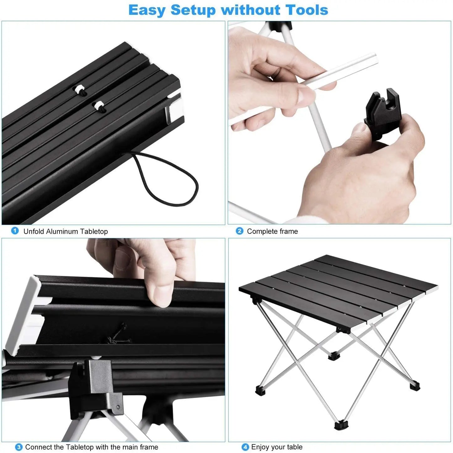 Ultralight Portable Folding Camping Table - High Strength Aluminum Alloy Outdoor Dinner Desk for Garden Party Picnic BBQ