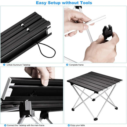 Ultralight Portable Folding Camping Table - High Strength Aluminum Alloy Outdoor Dinner Desk for Garden Party Picnic BBQ