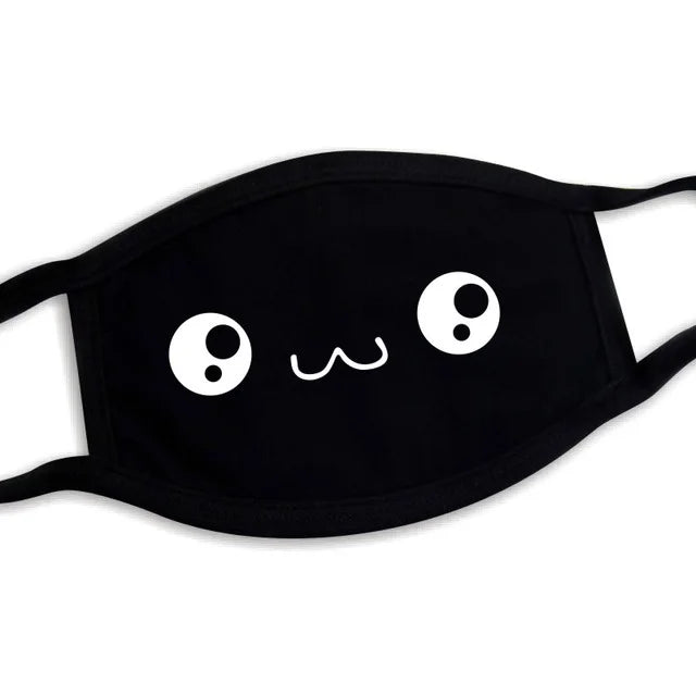 Kawaii Anime Expression Cotton Face Mask – Breathable Smile Mouth Muffle for Unisex Korean Style