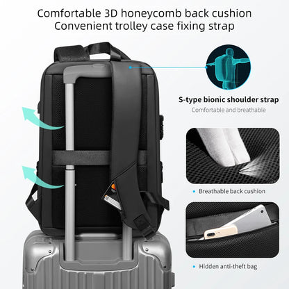 Fenruien Anti-Theft Laptop Backpack - Waterproof School and Business Travel Backpack with USB Charging, New Design for Men