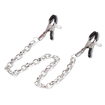 Metal Nipple Clamps with Chain - Adjustable Adult Fetish Jewelry for BDSM and Sensory Play