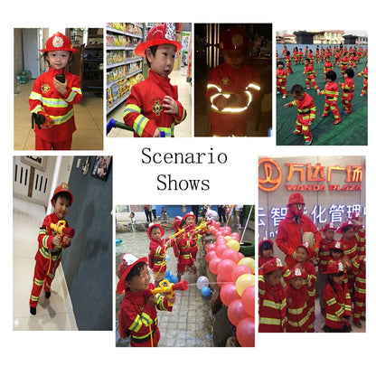 Kids Firefighter Costume – Halloween Sam Fireman Uniform Role Play Outfit for Boys Party & Cosplay Gift