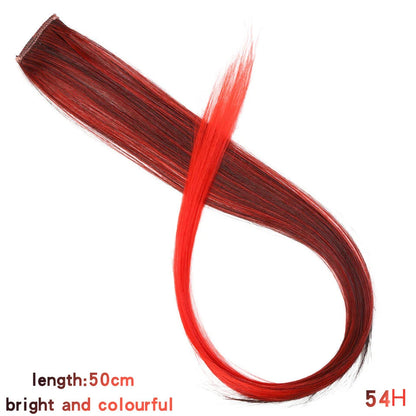 BUQI Straight Clip-In Colored Hair Extensions – Rainbow Synthetic Hair Streaks in Pink, Orange, White & Purple
