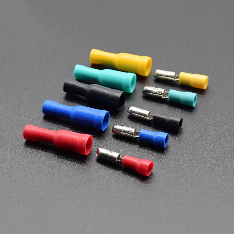 50/25/100pcs Male & Female Insulated Bullet Electrical Wire Connectors Crimp Terminal Kit for 22–16 AWG Audio & Automotive Wiring