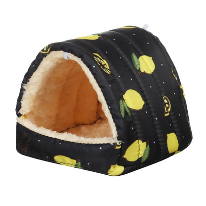 Cute Cartoon Rabbit & Squirrel Mini Pet Cage — Warm Winter Bed House for Hamsters, Mice, Rats & Guinea Pigs