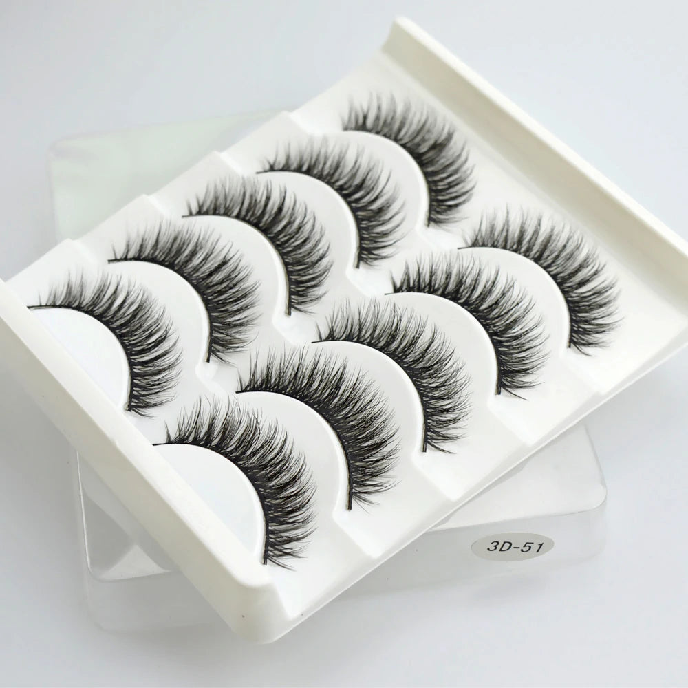 QSTY 5 Pairs 3D Mink False Eyelashes – Natural Long Dramatic Volume Black Lash Extensions