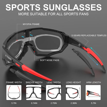 X-TIGER Polarized Cycling Glasses — Photochromic MTB & Road Bike Sunglasses for Sports