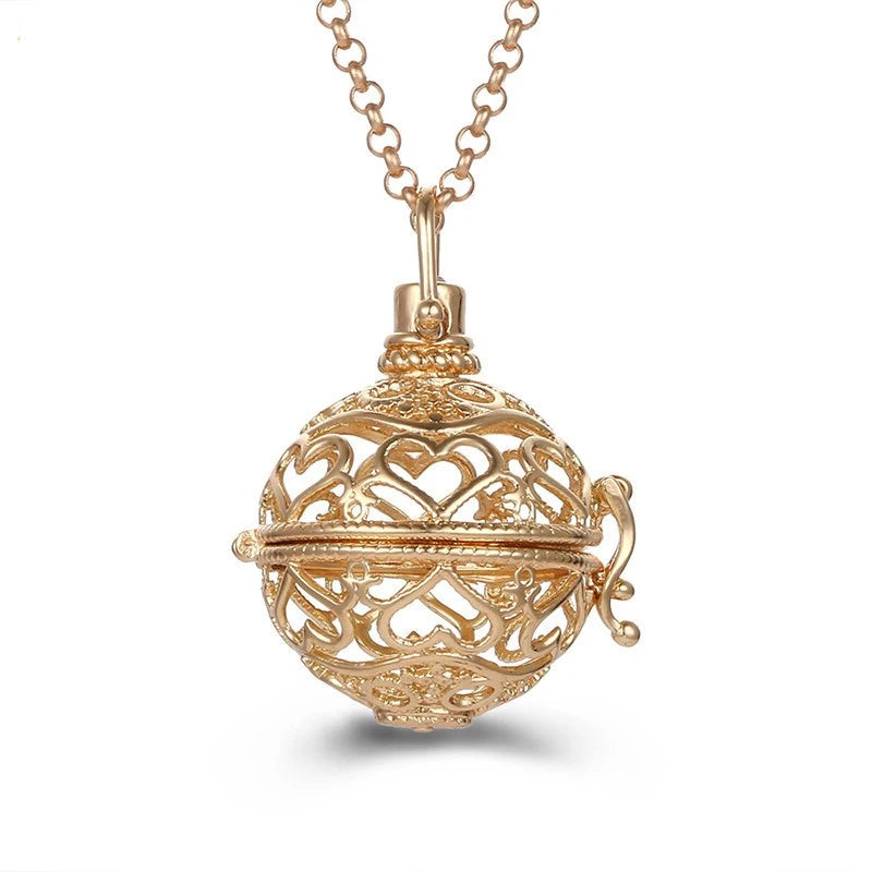 Mexico Music Ball Hollow Zircon Pendant Necklace – Vintage Perfume Aromatherapy Locket for Women