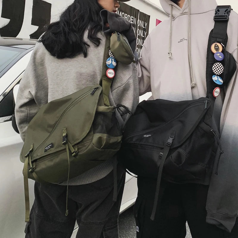2024 Retro Nylon Messenger Bag for Men & Women - Outdoor Shoulder Bag for Campus and Express Use