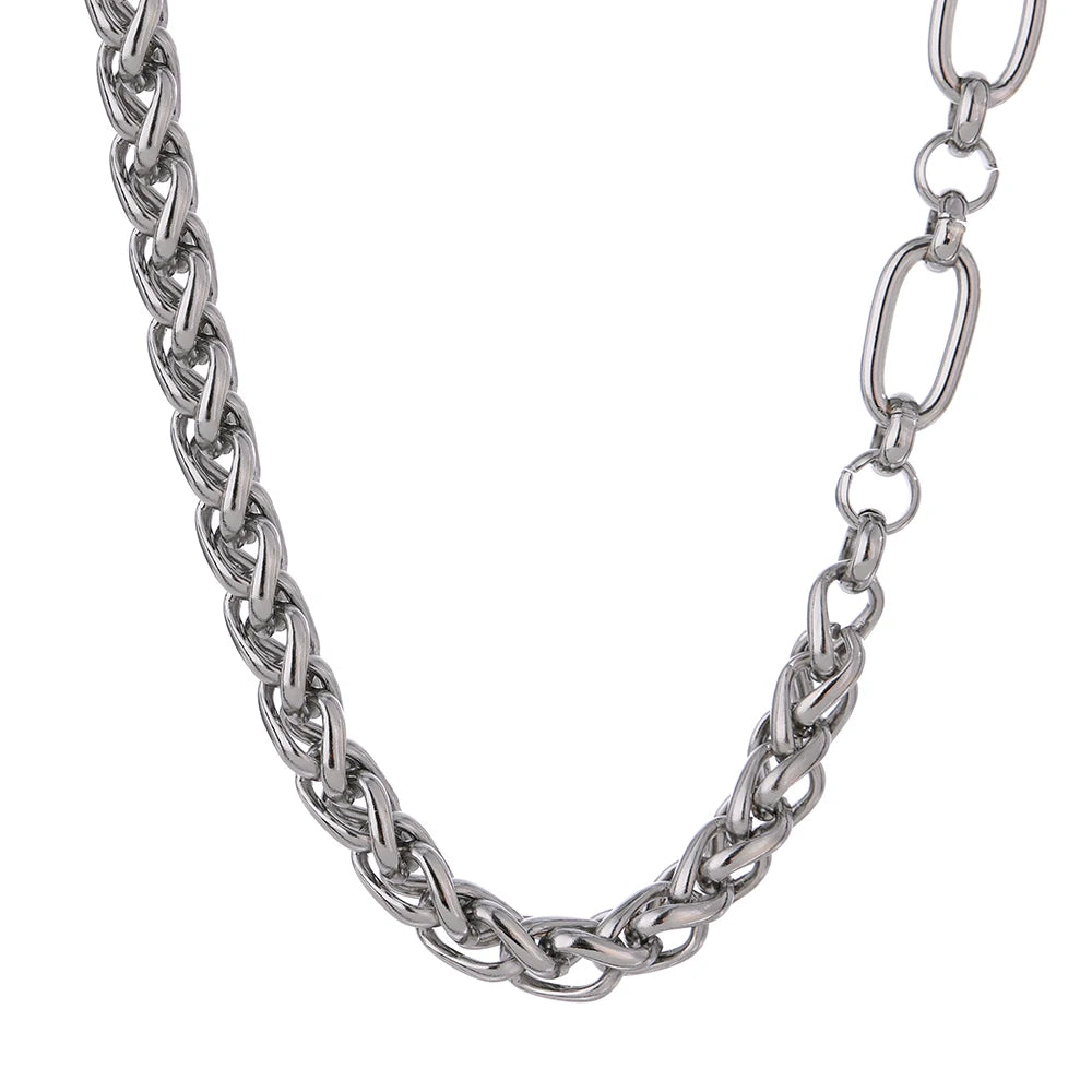 Yhpup 316L Stainless Steel Chunky Chain Necklace – Gold Glossy Statement Collar Necklace for Women Jewelry Gift