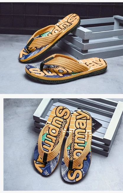 2023 Men’s Flip Flops – Trendy Anti-Skid Casual Beach Slides, Outdoor & Household Sandals