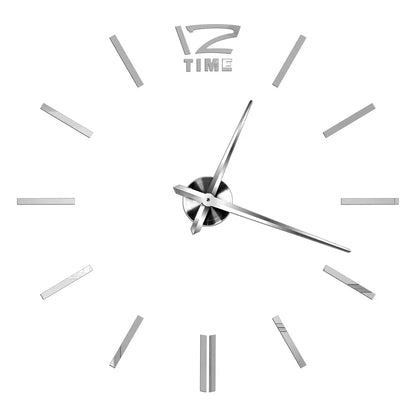 3D DIY Wall Clock - Modern Acrylic Mirror Sticker Quartz Clock For Living Room Decor With Silent Movement