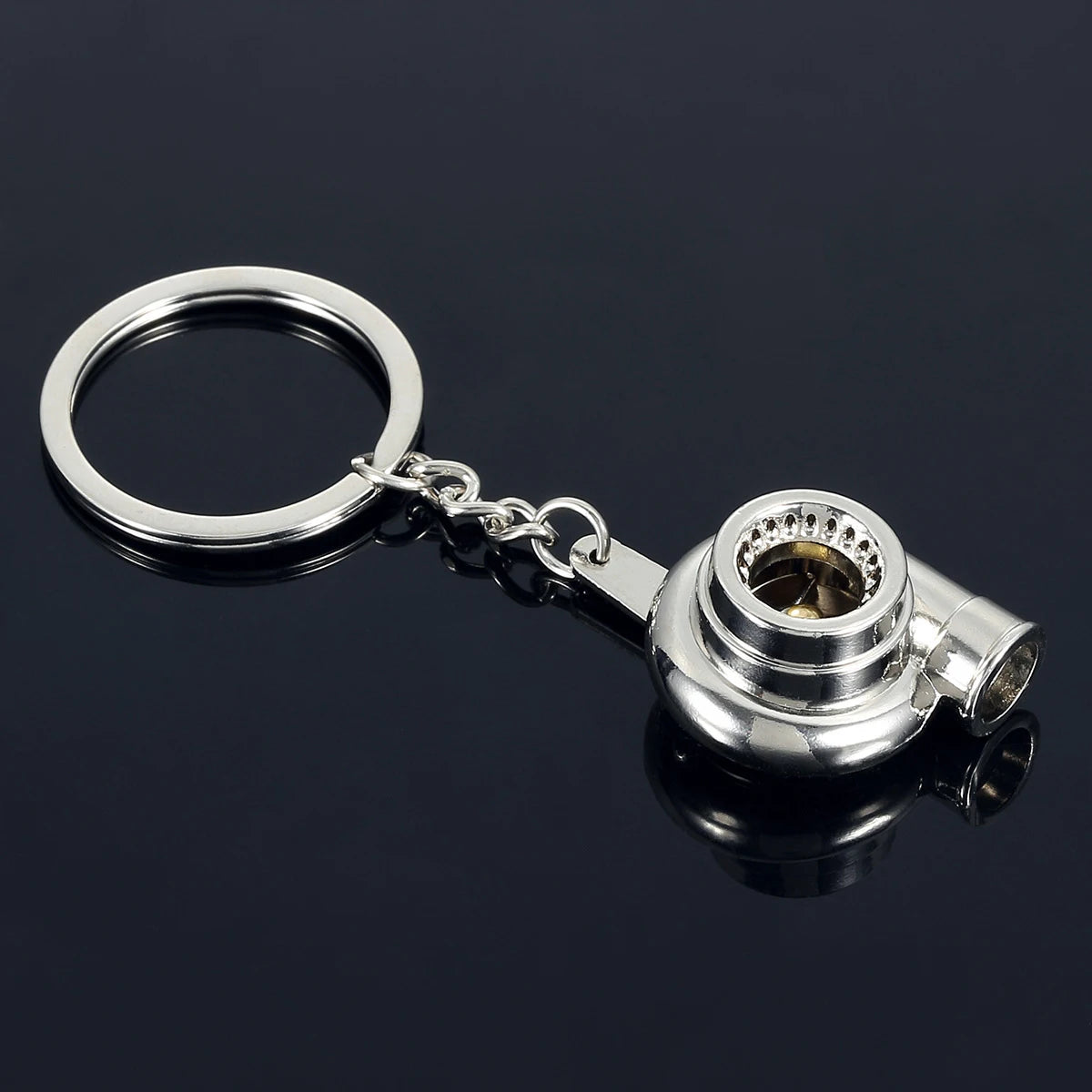 Mini Turbocharger Keychain - Spinning Turbine Keyring for Car Interior Accessories & Key Fob