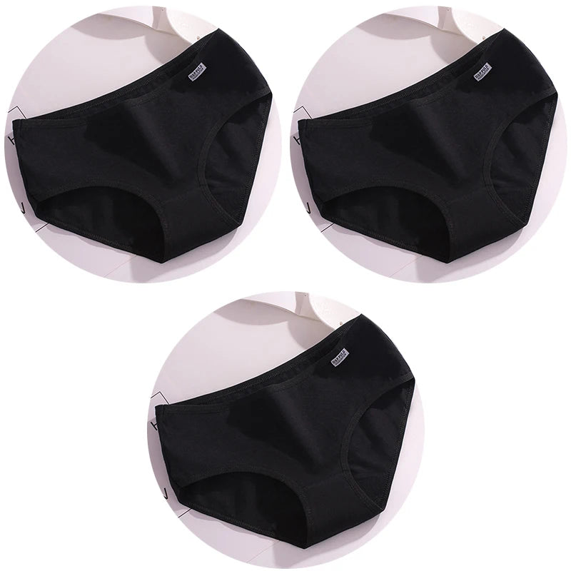 Women’s Cotton Underwear - Candy Color Mid-Waist Breathable Plus Size Briefs