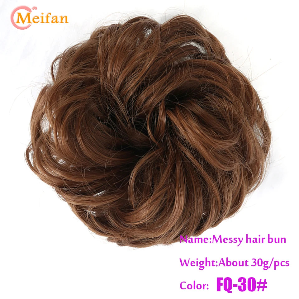 MEIFAN Synthetic Chignon Hair Bun – Elastic Rubber Band Clip-In Updo Ponytail Hair Extension for Women