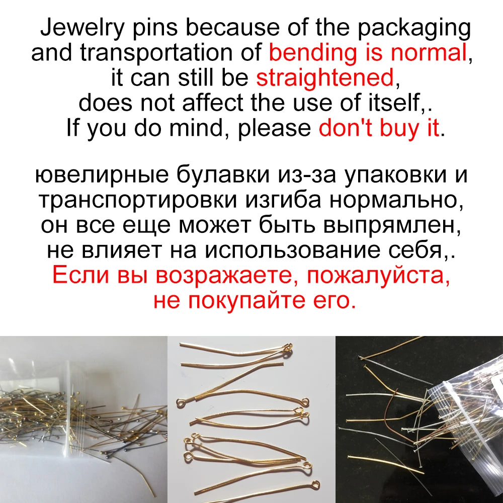 Jewelry Eye Pins & Ball Head Pins - 100/200pcs DIY Findings for Earrings Bracelets Pendants 16-60mm Craft Making Supplies