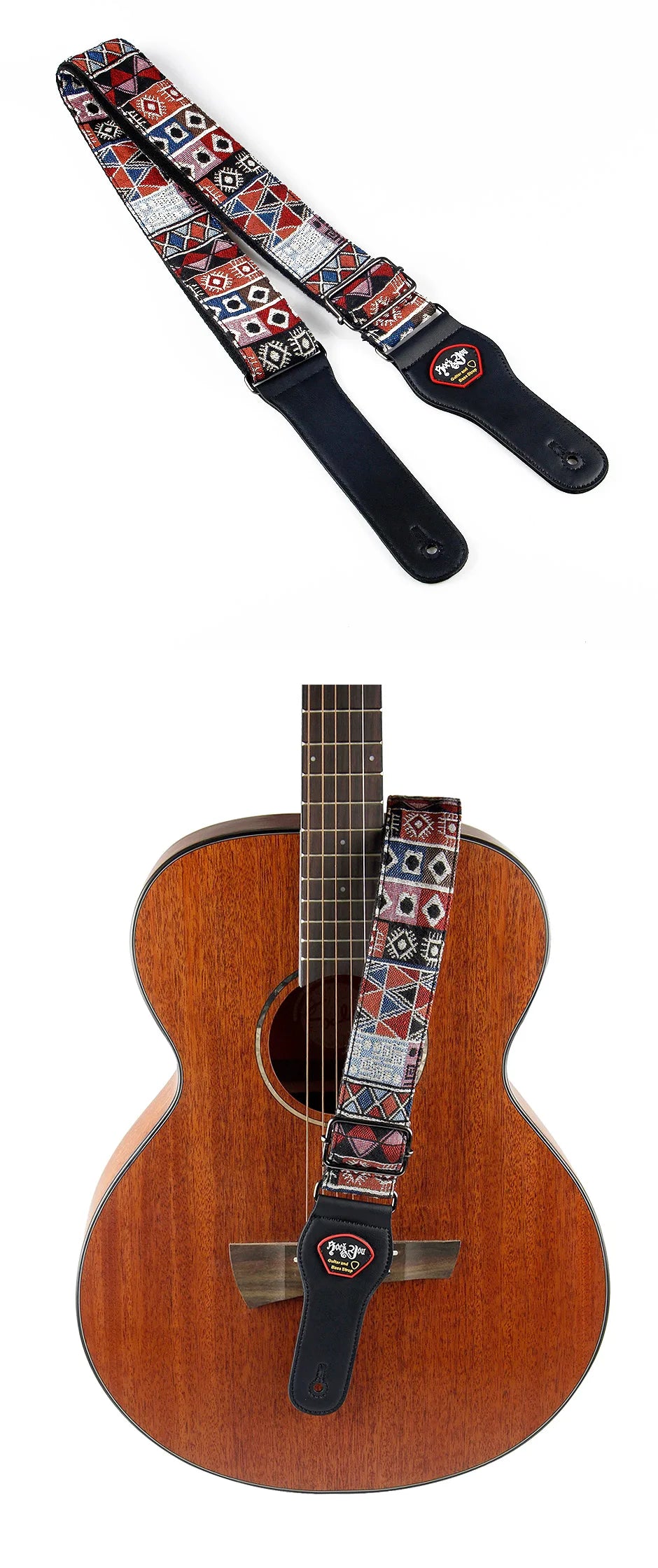 New High-Quality Cotton Guitar Strap – Adjustable Length, 6.2cm Wide for Acoustic & Electric Bass Guitars