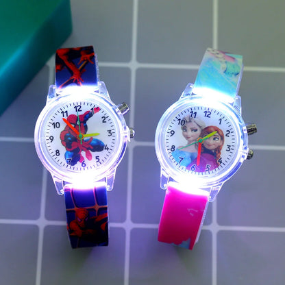 Disney Princess Elsa Kids Watch - Girls' Luminous Silicone Strap Wrist Watch & Toy Clock