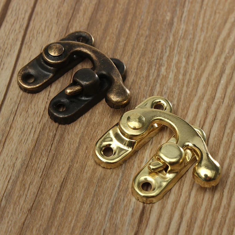 NAIERDI Small Antique Metal Lock – Decorative Hasps Hook Padlock for Wooden Jewelry Boxes, Furniture Hardware with Screws