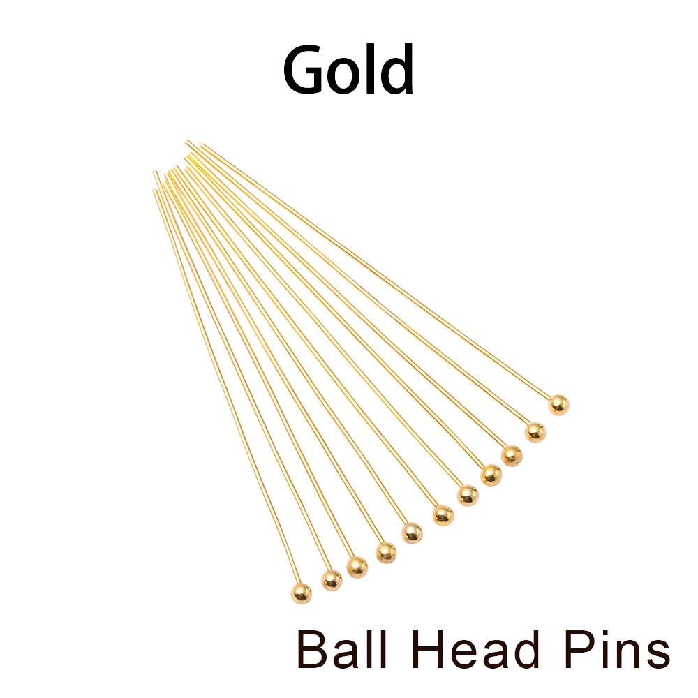 Jewelry Eye Pins & Ball Head Pins - 100/200pcs DIY Findings for Earrings Bracelets Pendants 16-60mm Craft Making Supplies