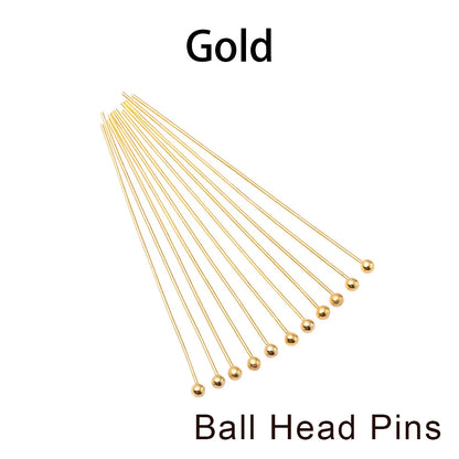 Jewelry Eye Pins & Ball Head Pins - 100/200pcs DIY Findings for Earrings Bracelets Pendants 16-60mm Craft Making Supplies
