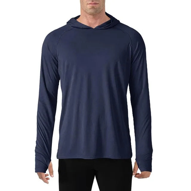 TACVASEN Men's Sun Protection Hoodie T-Shirt – UV-Proof, Lightweight, Breathable Long Sleeve Quick-Dry Top