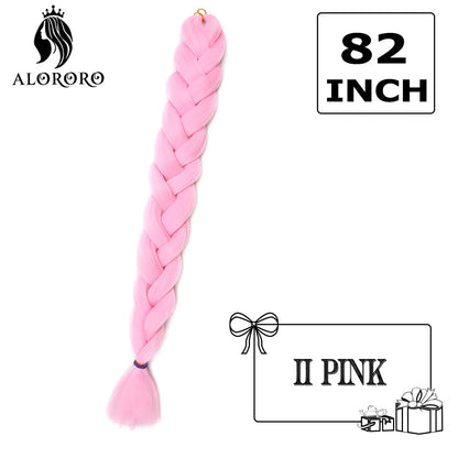 82-Inch Synthetic Braiding Hair Extensions – Jumbo Crochet Box Twist Braids in Green, Red, Pink & Yellow, Pure Color Wholesale