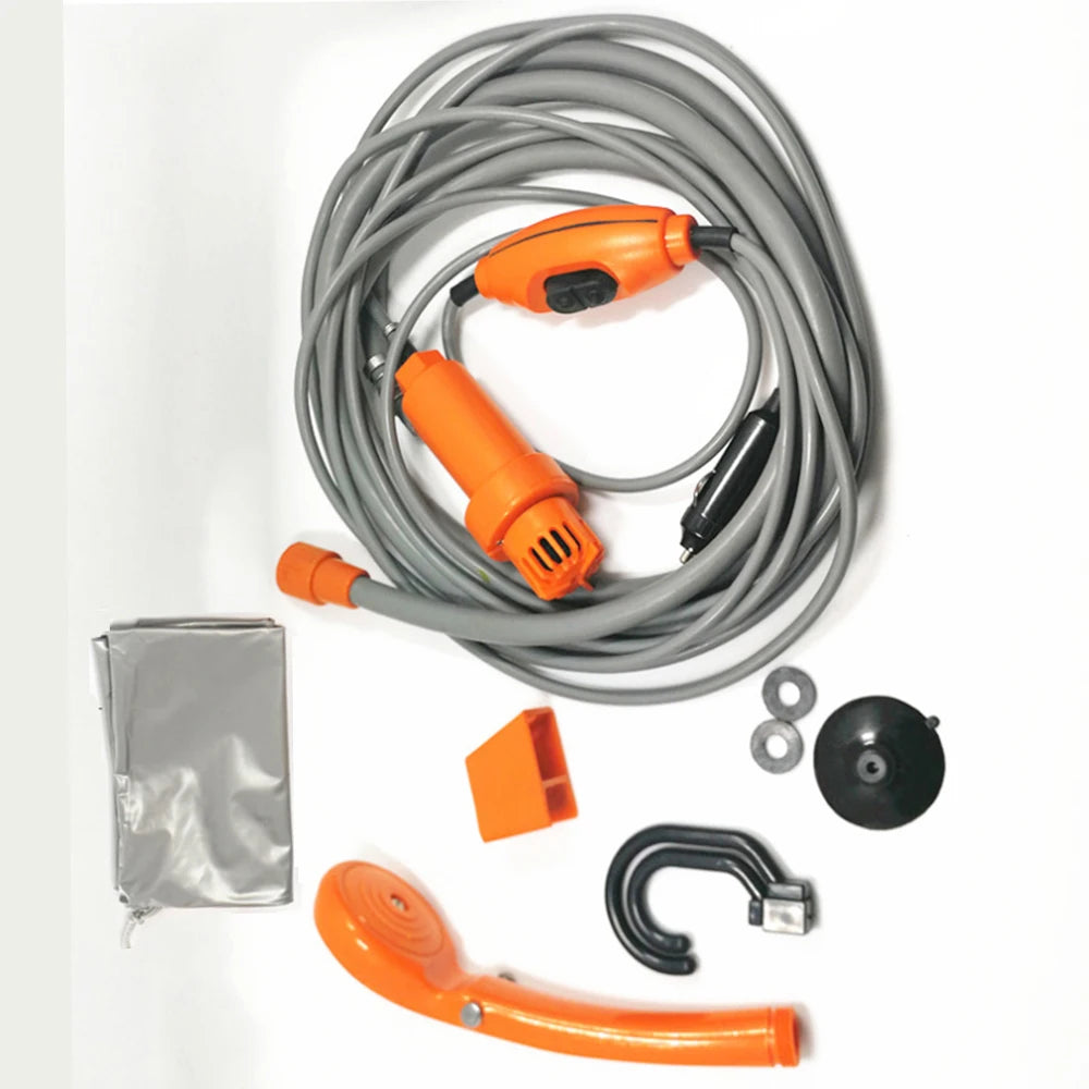 Portable Camping Shower Pump - 12V Car Cigarette Lighter Outdoor Shower for Travel, Plant Watering, Car Cleaning & Pet Bath