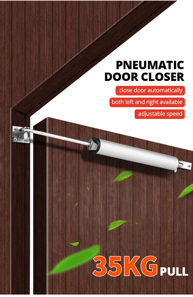 KAK Soft Closing Automatic Door Closer – 35KG Pneumatic Adjustable Speed Door Stop & Protective Holder Hardware