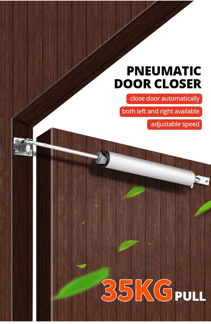 KAK Soft Closing Automatic Door Closer – 35KG Pneumatic Adjustable Speed Door Stop & Protective Holder Hardware
