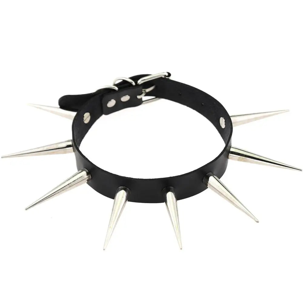 Big Long Spiked Choker Collar – Cool Punk Necklace for Women & Men, Metal Rave Festival Goth Jewelry