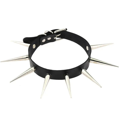 Big Long Spiked Choker Collar – Cool Punk Necklace for Women & Men, Metal Rave Festival Goth Jewelry