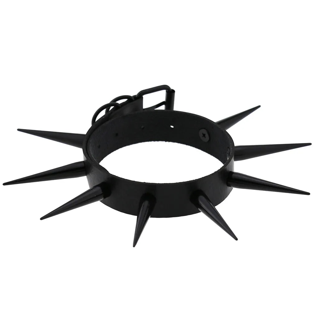 Big Long Spiked Choker Collar – Cool Punk Necklace for Women & Men, Metal Rave Festival Goth Jewelry