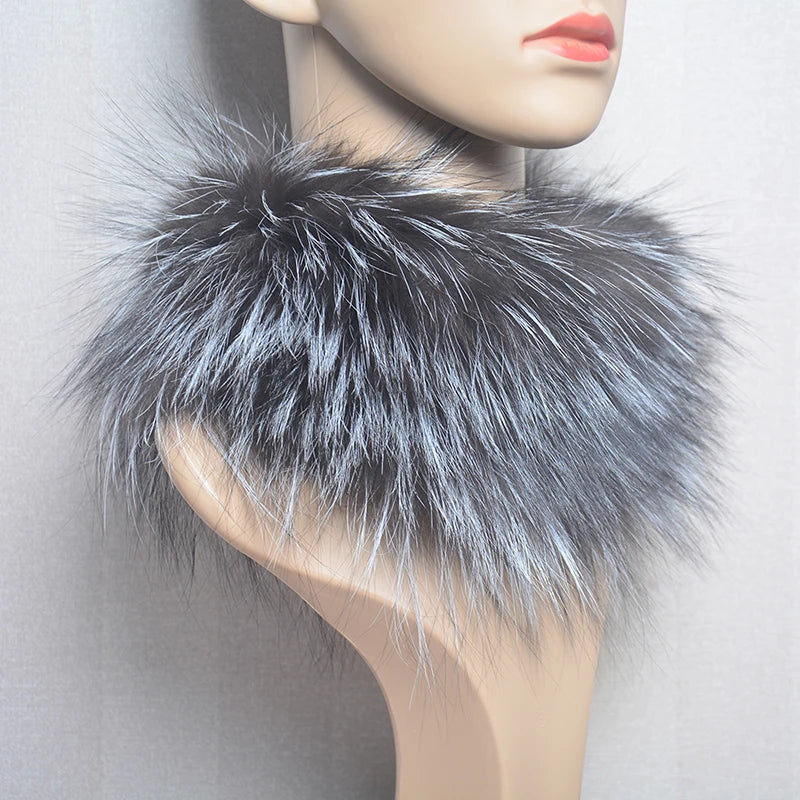 2025 Real Fox Fur Scarf and Headband – Luxury Winter Neck Warmer for Women, 100% Natural Fur, Elastic Ring Muffler