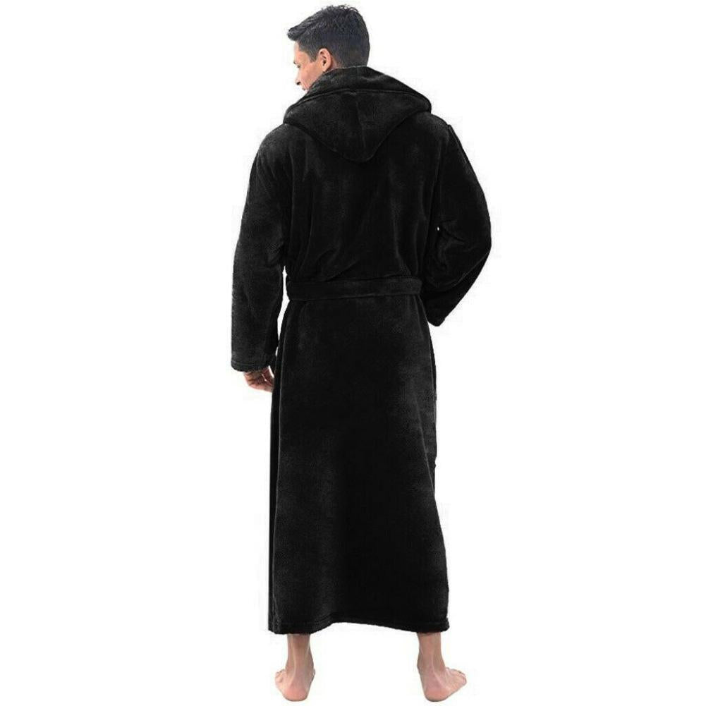 Men’s Winter Fleece Bathrobe – Soft Long Robe with Pockets, Warm Home Gown & Sleepwear