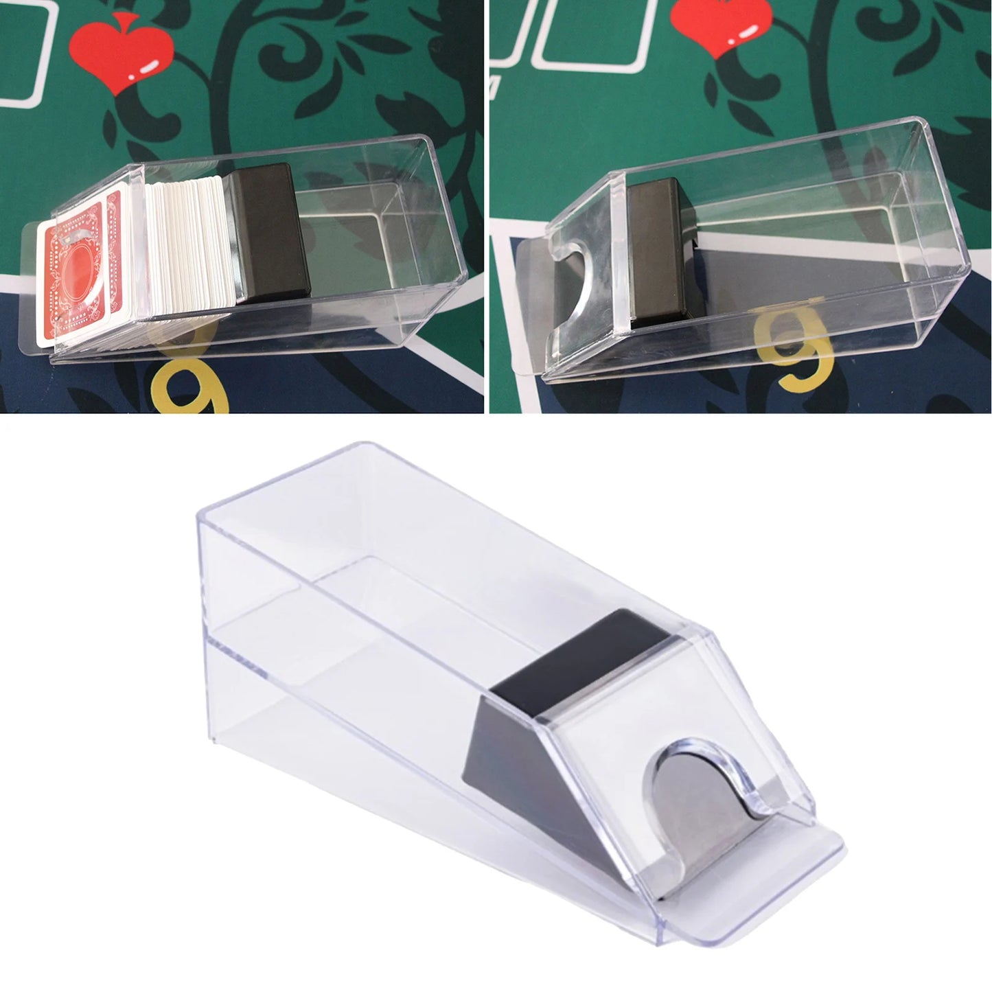 Transparent 4/6 Deck Discard Tray – Portable Casino Poker Dealer Accessory for Blackjack & Card Games