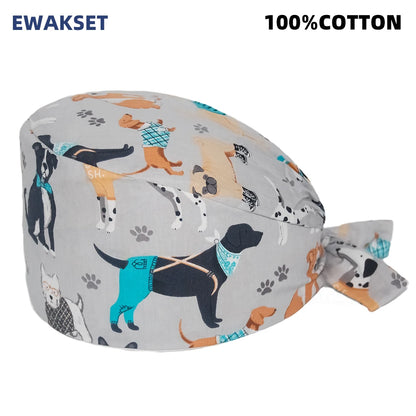Unisex Soft Scrub Cap – Cartoon Print Surgical Hat for Men and Women, Operating Room Nursing Accessories
