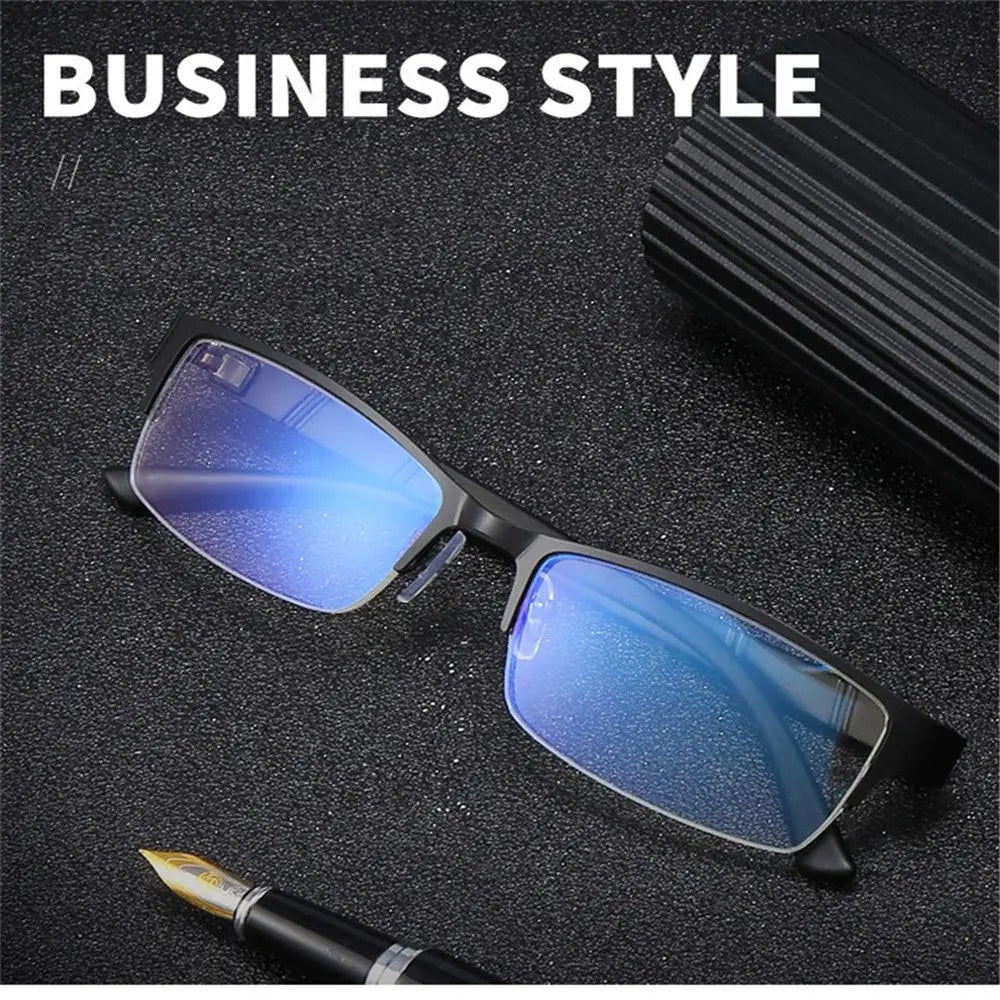 Metal Anti-Blue Light Reading Glasses – Farsighted Eyewear for Men, Business Style with Diopters +0.0 to +4.0